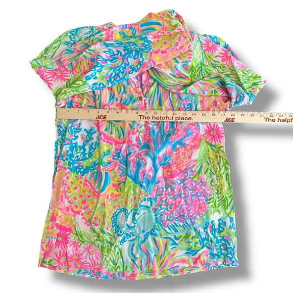 Lilly Pulitzer Elsa Silk Top Small Multi Via Del Mar Bright Resort Preppy - Picture 3 of 10